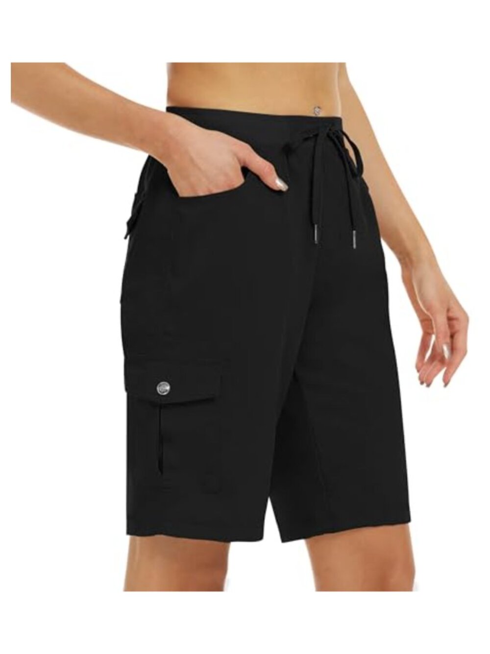 Women's Hiking Cargo Shorts 10" Inseam Quick Dry Lightweight 6 Pocket Athletic